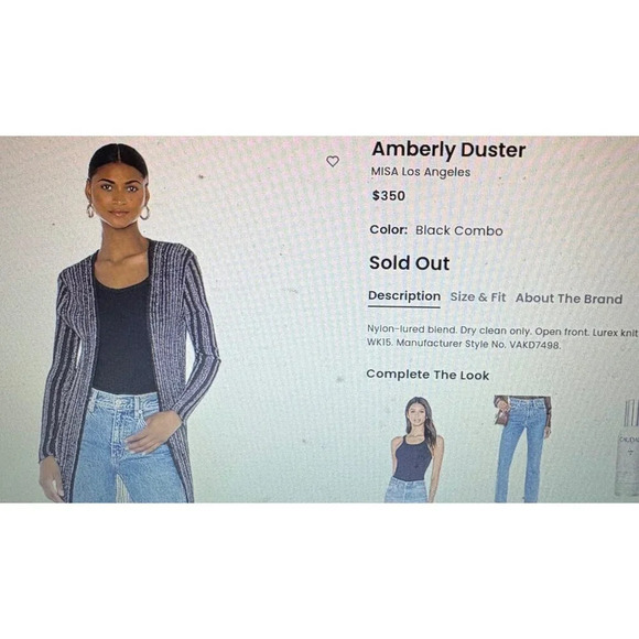 MISA Amberly Duster Cardigan in Purple Black Combo Metallic Size Small - Picture 13 of 13